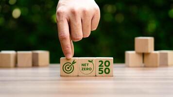 Net zero by 2050. Carbon neutral. Net zero greenhouse gas emissions target.climate neutral long term strategy.No toxic gases, implementing carbon capture and storage technologies. sustainable future. photo