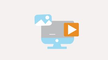 Isometric Computer monitor simple animation, of image icon and play button for web marketing , multimedia applications interface design, vidio editing software, and digital technology concepts. video