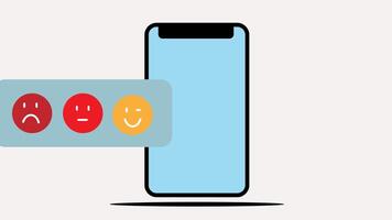 Isometric animation smartphone showing three emotion icons sad, neutral, happy. Suitable for digital communication concepts and mental healthrelated designs. video