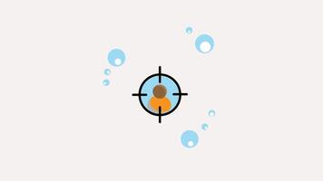 Target design animation isometric with person at center, surrounded by circles. Dynamic graphic suitable for business, marketing ads, strategy, goalsetting concepts. video