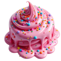 AI-Generated cake with pink icing and sprinkles on top png