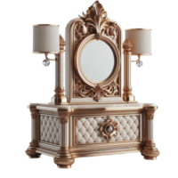 AI-Generated a gold mirror with a lamp on top png