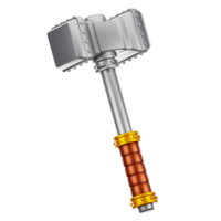 3d rendering battle hammer icon with cartoon style. Game icon concept png