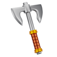3d rendering battle axe icon with cartoon style. Game icon concept png