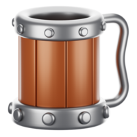 3d rendering beer mug icon with cartoon style. Game icon concept png