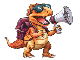 t-rex dinosaur with megaphone isolated at transparent background png