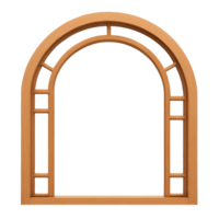 3D rendering of a simple wooden arch window frame png