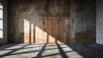 A room with a window and some shadows on the wall, AI photo