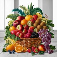 Fresh fruits.Assorted fruits colorful,clean eating,Fruit background photo