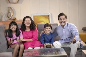 Children Playing Game With Parents photo