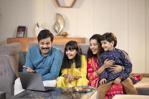 Family Chatting With Relatives Via Videoconference Call photo