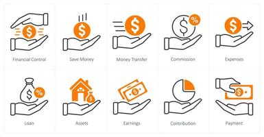 A set of 10 Accounting icons as financial control, save money, money transfer vector