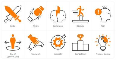 A set of 10 Challenge icons as battle, rivalry, contenders vector