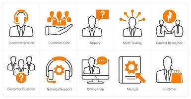 A set of 10 Customer Service icons as customer service, customer care, inquiry vector