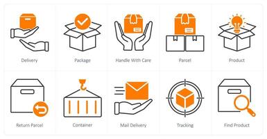 A set of 10 Delivery icons as delivery, package, handle with care vector