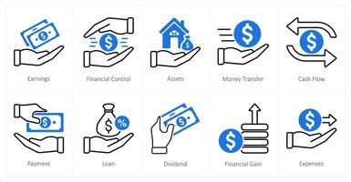 A set of 10 Accounting icons as earnings, financial control, assets vector