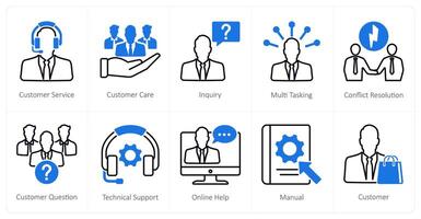 A set of 10 Customer Service icons as customer service, customer care, inquiry vector