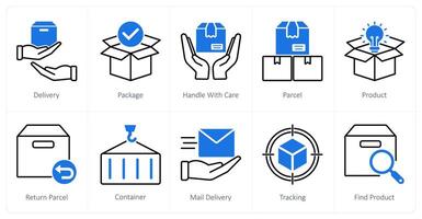 A set of 10 Delivery icons as delivery, package, handle with care vector