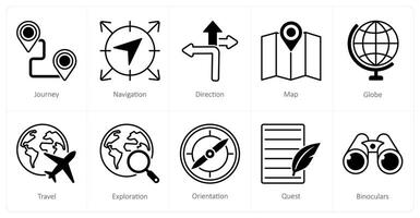 A set of 10 Adventure icons as journey, navigation, direction vector