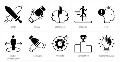 A set of 10 Challenge icons as battle, rivalry, contenders vector