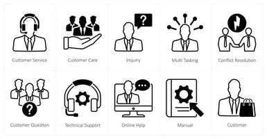 A set of 10 Customer Service icons as customer service, customer care, inquiry vector