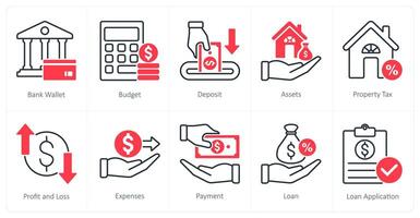 A set of 10 Accounting icons as bank wallet, budget, deposit vector