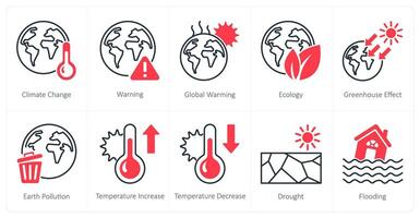 A set of 10 Climate Change icons as climate change, warning, global warming vector