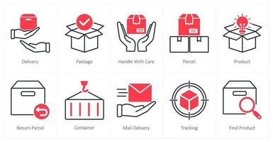 A set of 10 Delivery icons as delivery, package, handle with care vector