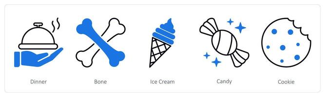 A set of 5 Party and Celebration icons as dinner, bone, ice cream vector