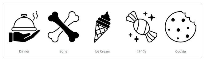 A set of 5 Party and Celebration icons as dinner, bone, ice cream vector