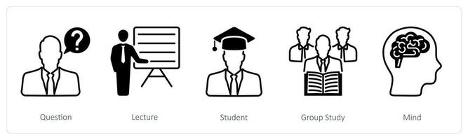 A set of 5 School and Education icons as question, lecture, student vector