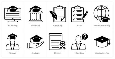 A set of 10 School and Education icons as e learning, university, authorship vector