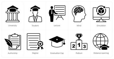 A set of 10 School and Education icons as university, student, lecture vector
