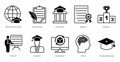 A set of 10 School and Education icons as distance learning, authorship, university vector