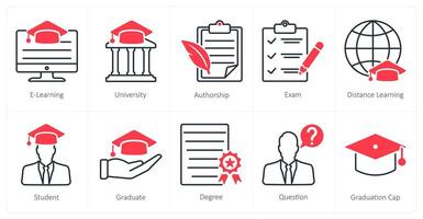 A set of 10 School and Education icons as e learning, university, authorship vector