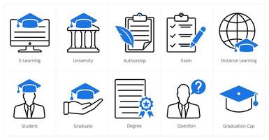 A set of 10 School and Education icons as e learning, university, authorship vector