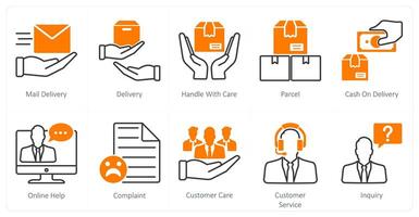 A set of 10 Mix icons as mail delivery, delivery, handle with care vector