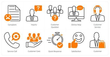 A set of 10 Mix icons as complaint, inquiry, customer question vector