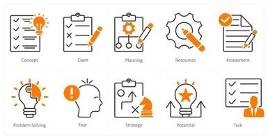 A set of 10 Mix icons as exam, planning, resources vector