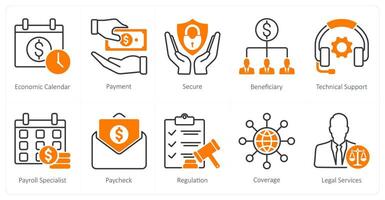 A set of 10 Mix icons as economic calendar, payment, secure vector