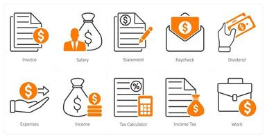 A set of 10 Mix icons as invoice, salary, statement vector