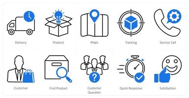 A set of 10 Mix icons as delivery, product, maps vector