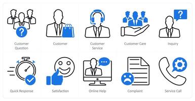 A set of 10 Mix icons as customer question, customer, customer service vector