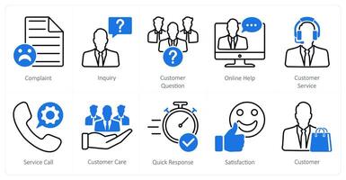 A set of 10 Mix icons as complaint, inquiry, customer question vector