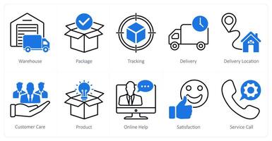A set of 10 Mix icons as warehouse, package, tracking vector