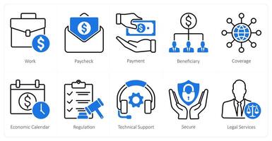 A set of 10 Mix icons as work, pay check, payment vector