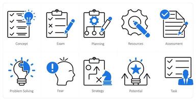 A set of 10 Mix icons as exam, planning, resources vector