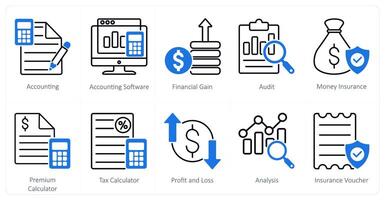 A set of 10 Mix icons as accounting, accounting software, financial gain vector