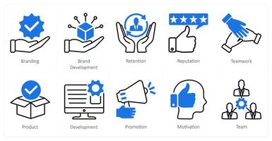 A set of 10 Mix icons as branding, brand development, retention vector