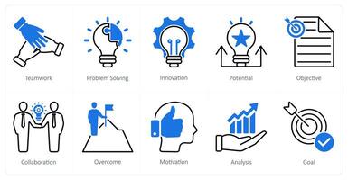 A set of 10 Mix icons as teamwork, problem solving, innovation vector